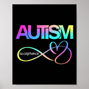 Acceptance Is The Cure Hastag Red Instead Autism A Poster