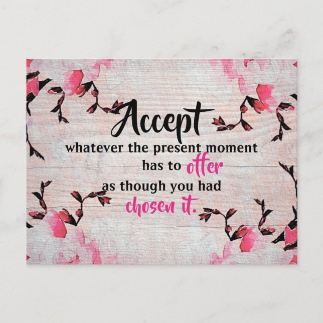 Acceptance Motivational Inspirational Quote Postcard (Front)