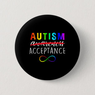 Acceptance Not Awareness Funny Red Instead Autism 6 Cm Round Badge