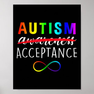 Acceptance Not Awareness Funny Red Instead Autism Poster