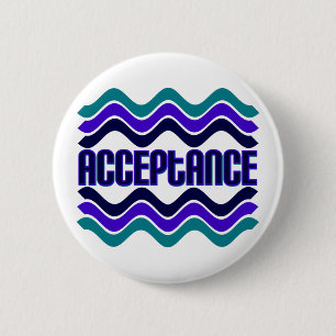 Acceptance Quote in Blue Green Purple Graphic 6 Cm Round Badge
