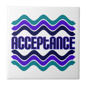 Acceptance Quote in Blue Green Purple Graphic Ceramic Tile