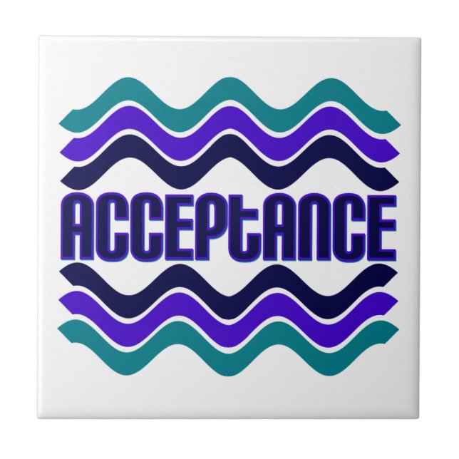 Acceptance Quote in Blue Green Purple Graphic Ceramic Tile (Front)