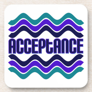 Acceptance Quote in Blue Green Purple Graphic Coaster