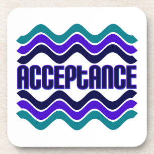 Acceptance Quote in Blue Green Purple Graphic Coaster