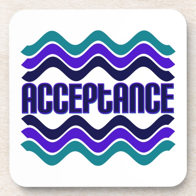 Acceptance Quote in Blue Green Purple Graphic Coaster (Front)