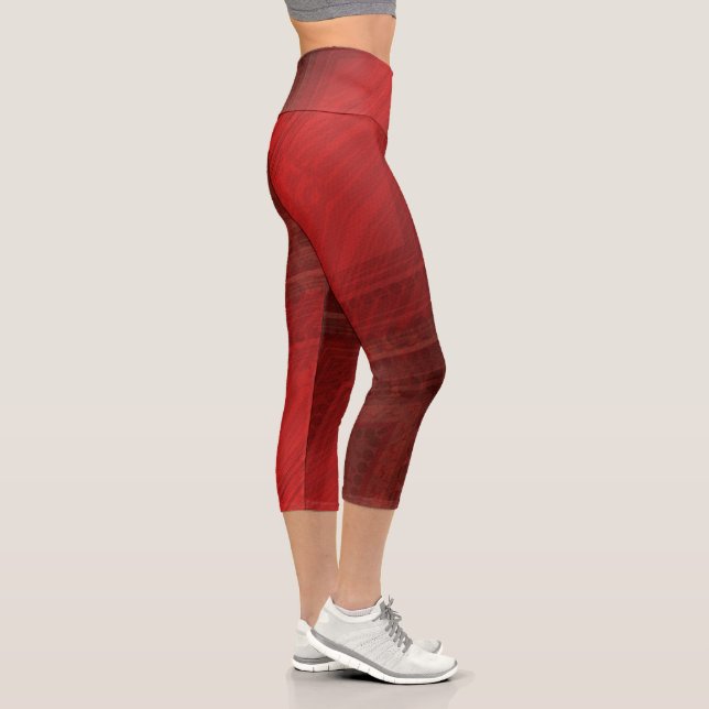 Acceptance | Red Eclectic Boho Pattern Capri Leggings (Right)