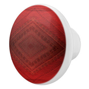 Acceptance Red Eclectic Boho Pattern Ceramic Knob