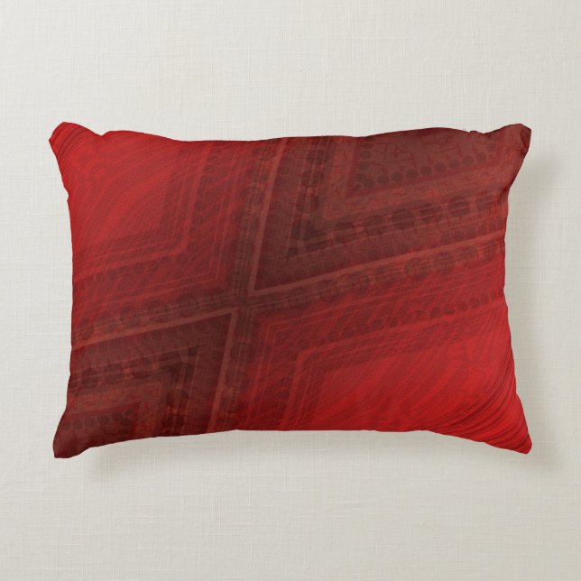 Acceptance | Red Eclectic Boho Pattern Decorative Cushion (Front)