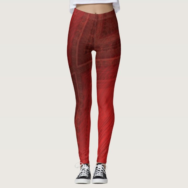 Acceptance | Red Eclectic Boho Pattern Leggings (Front)
