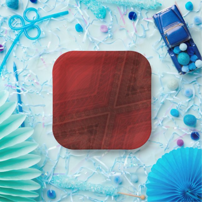 Acceptance | Red Eclectic Boho Pattern Paper Plate (Party)