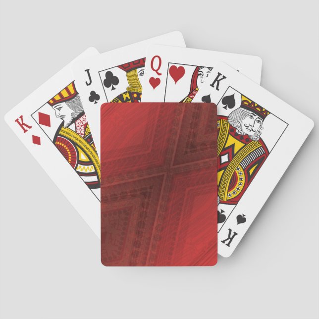 Acceptance | Red Eclectic Boho Pattern Playing Cards (Back)