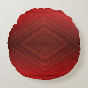 Acceptance   Red Eclectic Boho Pattern Round Cushion