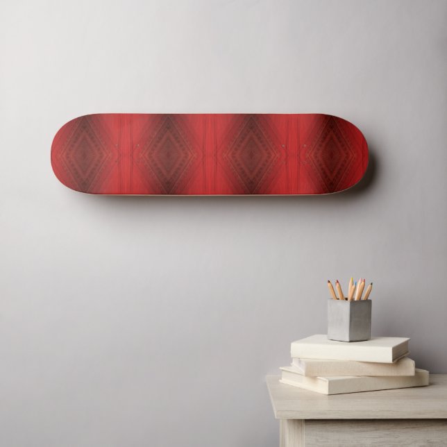 Acceptance | Red Eclectic Boho Pattern Skateboard (Wall Art (Horz))