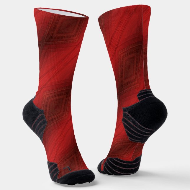 Acceptance | Red Eclectic Boho Pattern Socks (Angled)