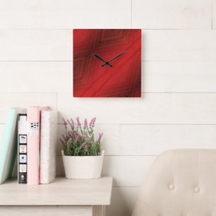 Acceptance   Red Eclectic Boho Pattern Square Wall Clock