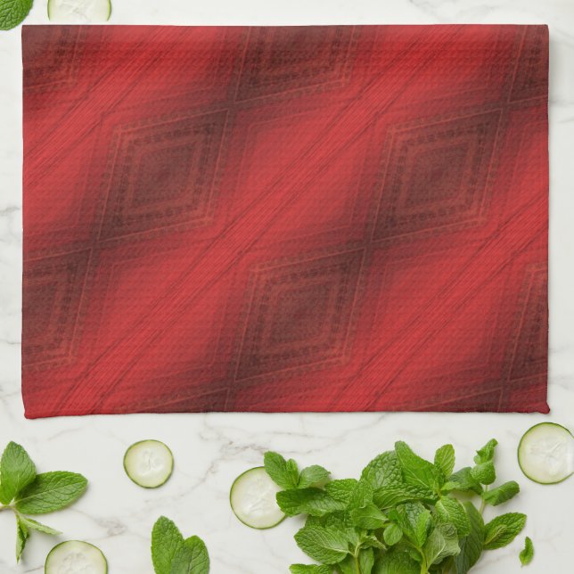 Acceptance | Red Eclectic Boho Pattern Tea Towel (Folded)