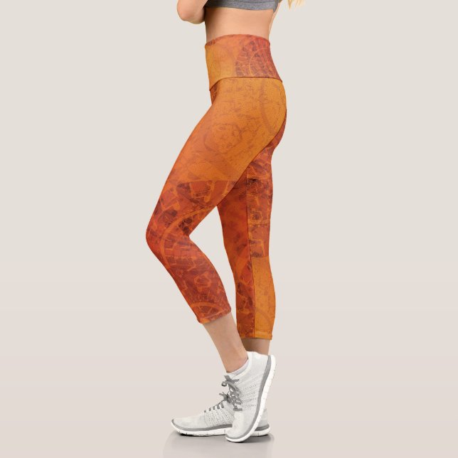 Acceptance | Red Orange Yellow Boho Medallions Capri Leggings (Left)