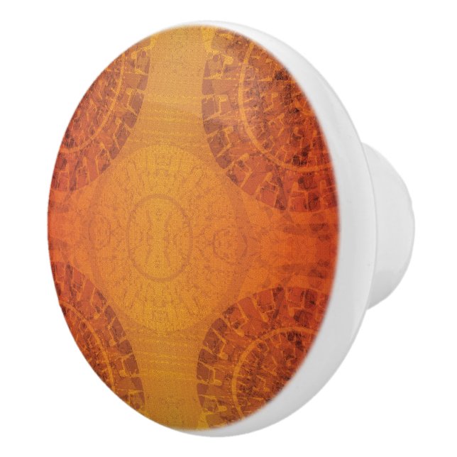 Acceptance | Red Orange Yellow Boho Medallions Ceramic Knob (Right)