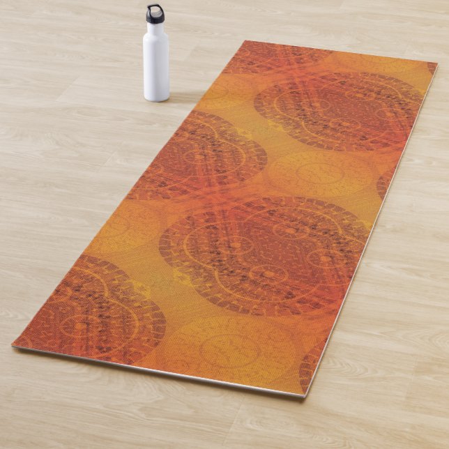 Acceptance | Red Orange Yellow Boho Medallions Yoga Mat (In Situ)
