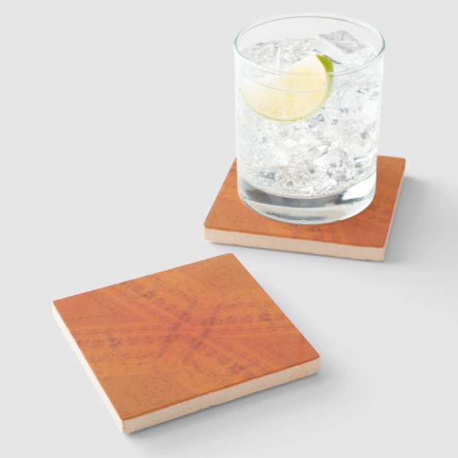 Acceptance | Red Orange Yellow Shibori Pattern Stone Coaster (Side)