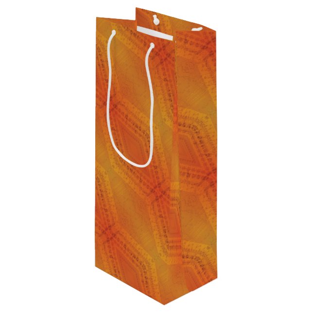 Acceptance | Red Orange Yellow Shibori Pattern Wine Gift Bag (Front Angled)