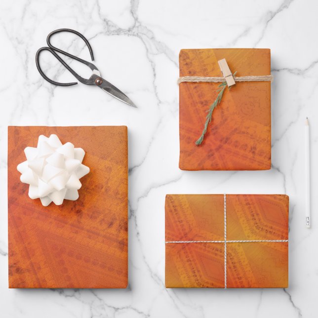 Acceptance | Red Orange Yellow Shibori Pattern Wrapping Paper Sheet (Front)