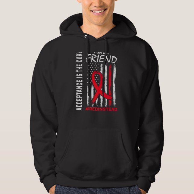Acceptance Redinstead I Wear Red Instead Autism Fr Hoodie (Front)