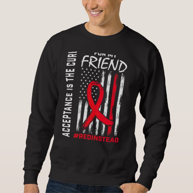 Acceptance Redinstead I Wear Red Instead Autism Fr Sweatshirt (Front)
