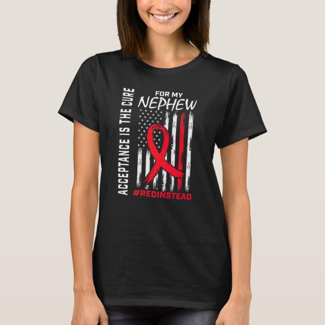 Acceptance Redinstead I Wear Red Instead Autism Ne T-Shirt (Front)