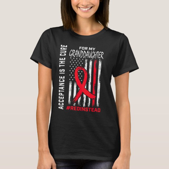 Acceptance Redinstead Red Instead Autism Granddaug T-Shirt (Front)