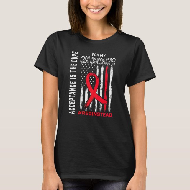 Acceptance Redinstead Red Instead Autism Great Gra T-Shirt (Front)