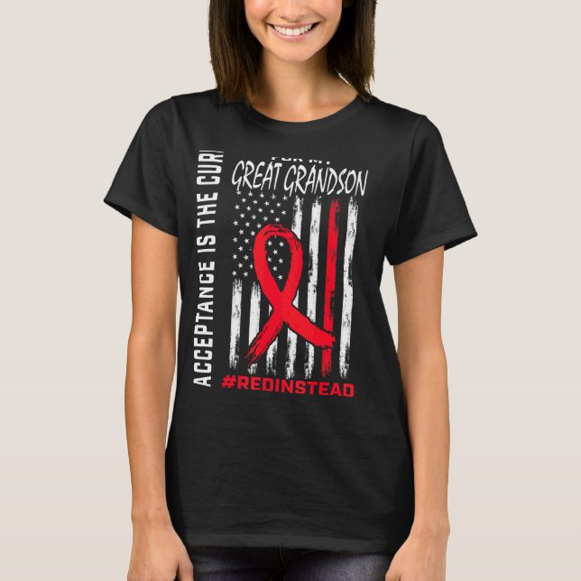 Acceptance Redinstead Red Instead Autism Great Gra T-Shirt (Front)