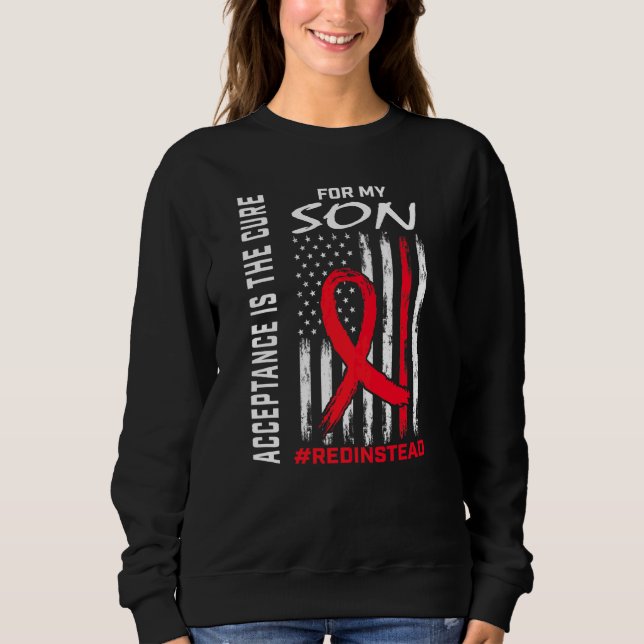 Acceptance Redinstead Wear Red Instead Autism Son  Sweatshirt (Front)