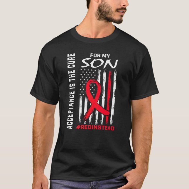 Acceptance Redinstead Wear Red Instead Autism Son  T-Shirt (Front)