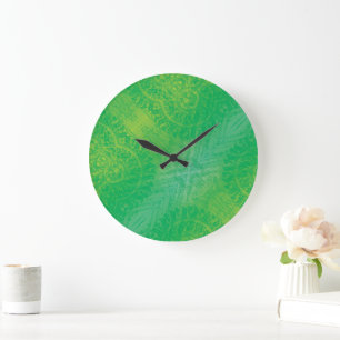Acceptance   Yellow Green Blue Boho Medallions Large Clock