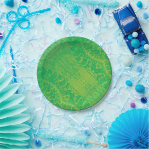 Acceptance   Yellow Green Blue Boho Medallions Paper Plate
