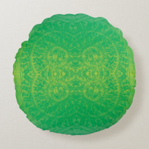 Acceptance Yellow Green Blue Boho Medallions Round Cushion