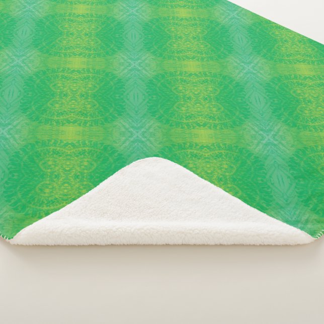 Acceptance | Yellow Green Blue Boho Medallions Sherpa Blanket (3/4)