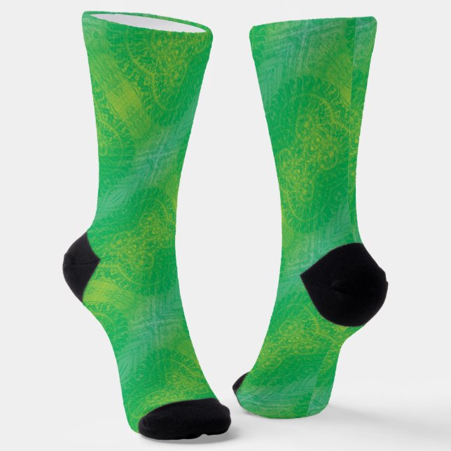 Acceptance | Yellow Green Blue Boho Medallions Socks (Angled)