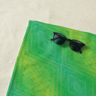 Acceptance   Yellow Green Blue Shibori Pattern Beach Towel