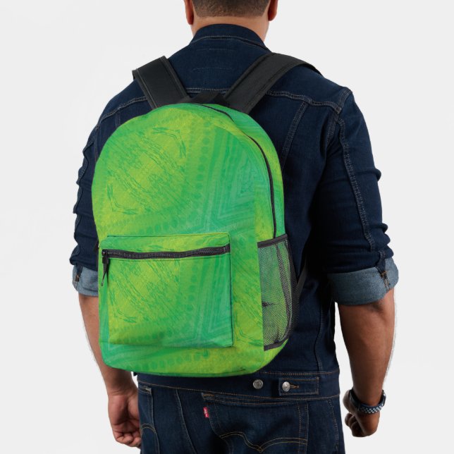 Acceptance | Yellow Green Blue Shibori Pattern Printed Backpack (Insitu (Model))
