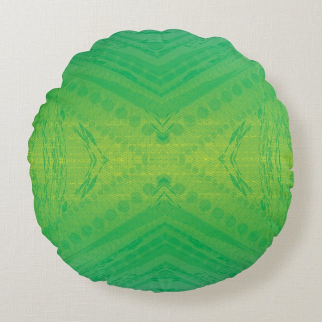 Acceptance | Yellow Green Blue Shibori Pattern Round Cushion (Front)