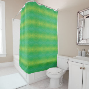 Acceptance Yellow Green Blue Shibori Pattern Shower Curtain