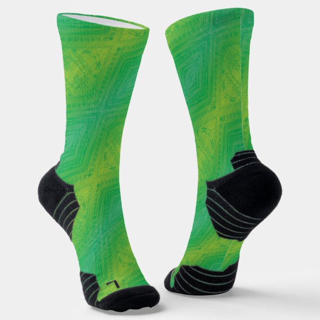 Acceptance | Yellow Green Blue Shibori Pattern Socks (Angled)