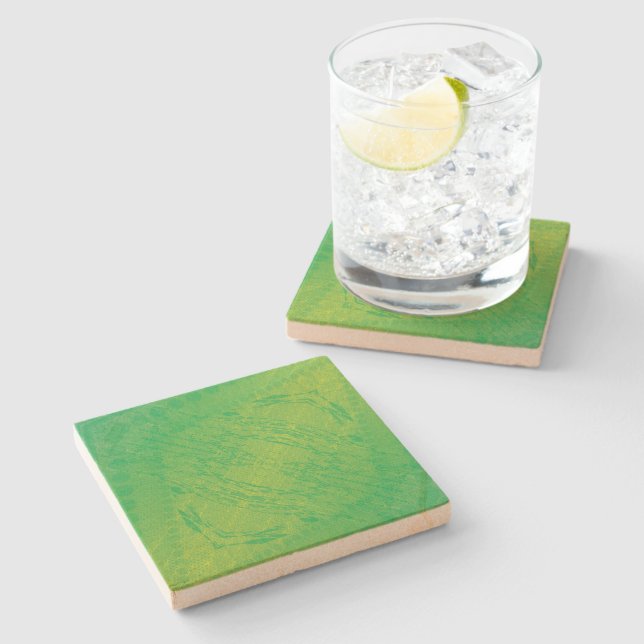 Acceptance | Yellow Green Blue Shibori Pattern Stone Coaster (Side)
