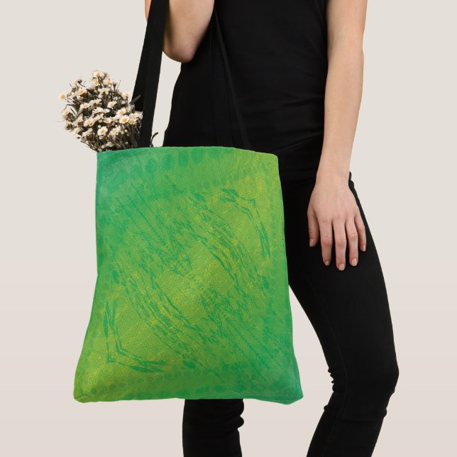 Acceptance | Yellow Green Blue Shibori Pattern Tote Bag (Close Up)