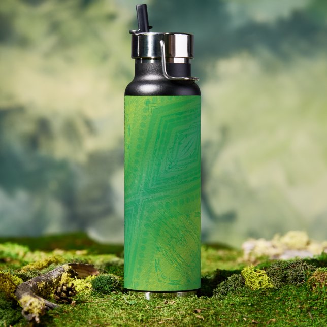 Acceptance | Yellow Green Blue Shibori Pattern Water Bottle (Outdoor)