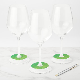 Acceptance   Yellow Green Blue Shibori Pattern Wine Glass Tag