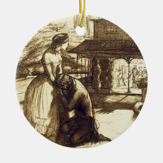 Accepted, 1853 (pen & brown ink on paper) ceramic ornament (Front)
